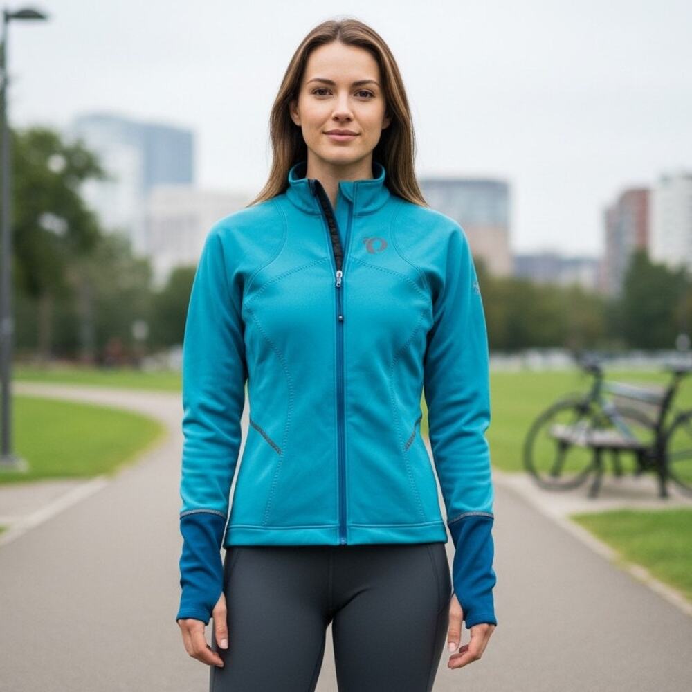 Pearl Izumi Blue Softshell Run Full Zip Athletic Jacket Pockets Size M
